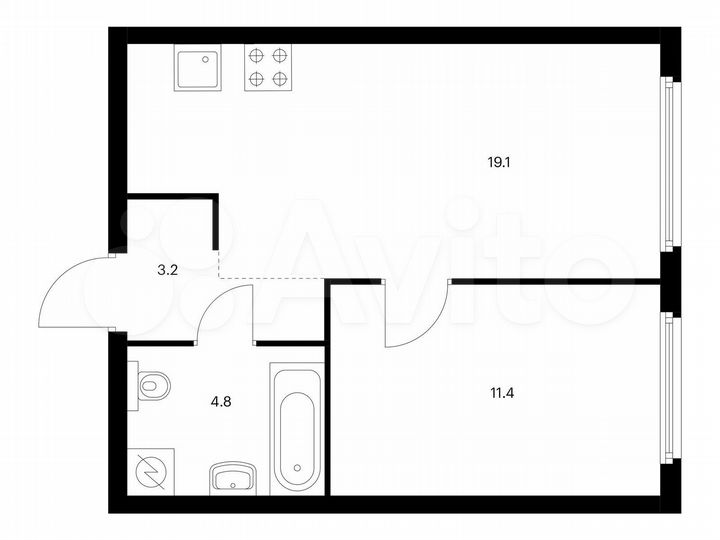 1-к. квартира, 38,5 м², 11/32 эт.