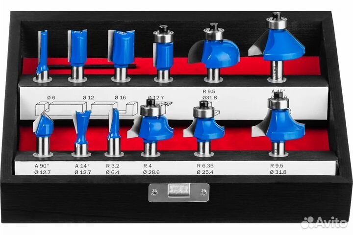 Набор фрез по дереву зубр Профессионал, 12 шт