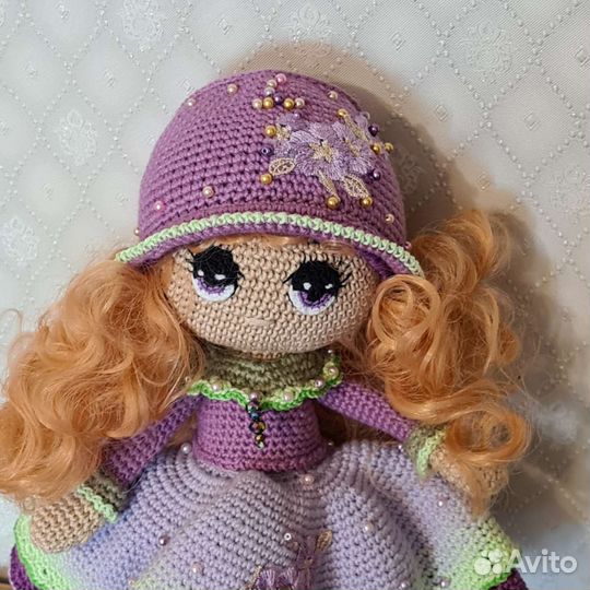 Интерьерная Вязаная кукла Фиалочка
