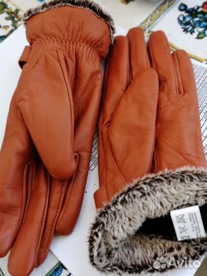 Перчатки кожа мех натуральные