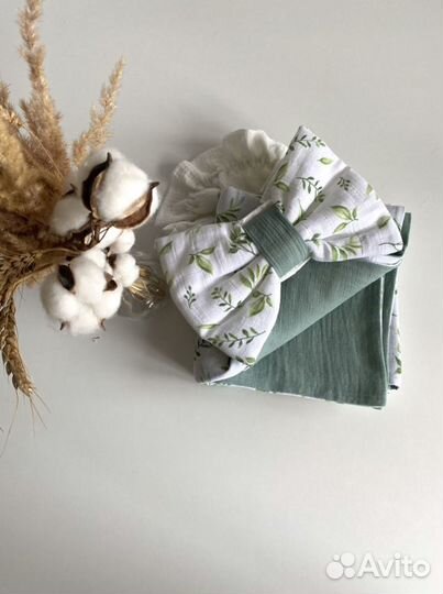 Муслиновый плед для малышей с бантиками