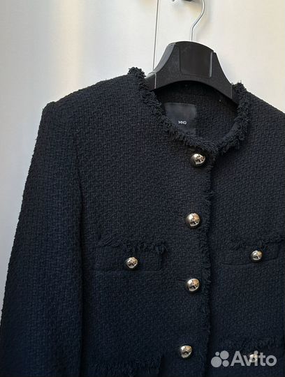 Твидовый жакет mango черный