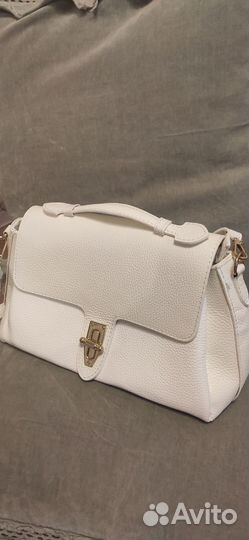 Кожаная белая сумка