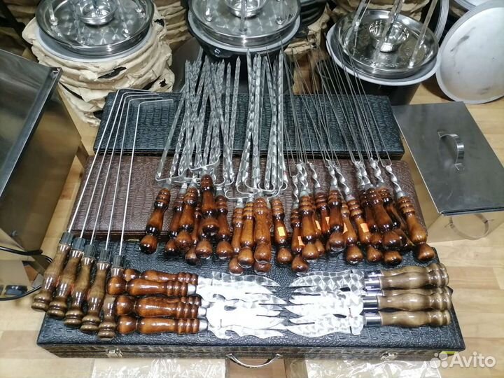 Двойной шампур, шампур-спица, нож-вилка, ложка обу