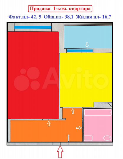 1-к. квартира, 42,5 м², 3/11 эт.