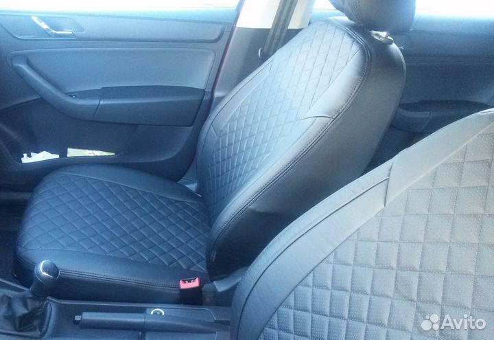 Чехлы на сидения Skoda Rapid Эко кожа ромбик