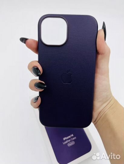 Кожанный чехол для iPhone 14 Leather Case MagSafe