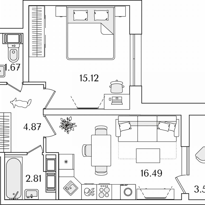 1-к. квартира, 42,7 м², 14/22 эт.