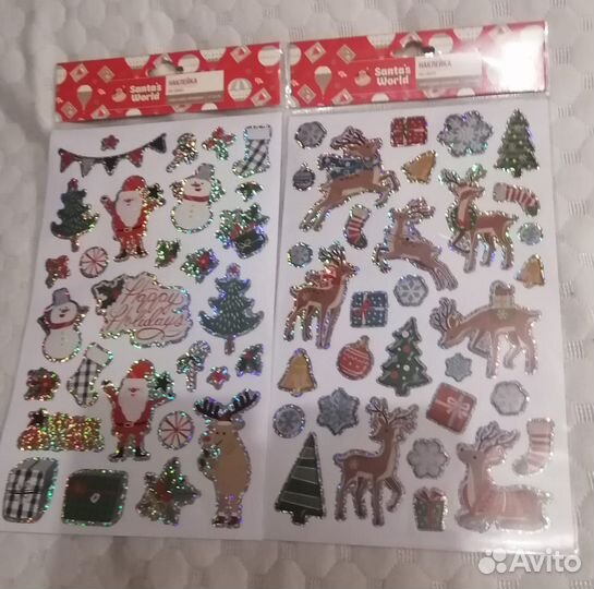 Наклейки Новогодние блестящие