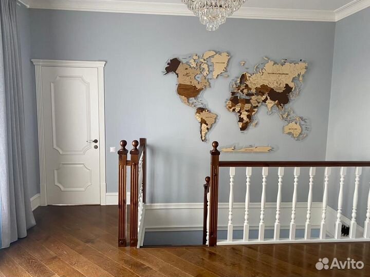 Деревянная карта мира из дерева