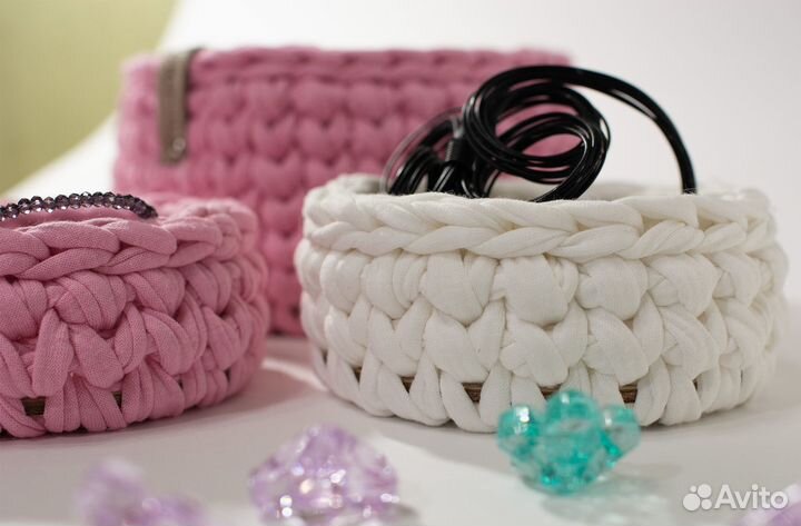 Вязаные корзинки ручной работы «Барби» набор
