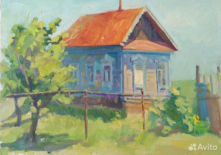 Картина маслом Деревенский домик