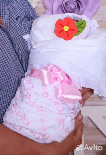 Конверт на выписку для девочки 12 предметов