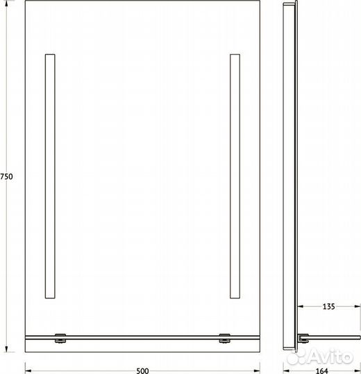 Зеркало Evoform Ledline-S BY 2160 50x75 с полкой