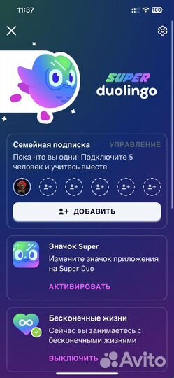 Duolingo Super подписка на год