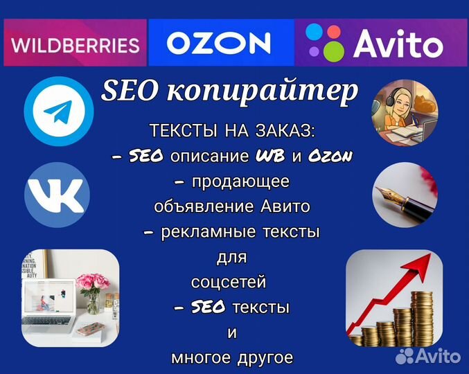 Копирайтер. Тексты SEO Wildberries / Ozon / Авито