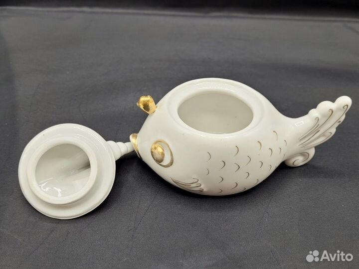 Сахарница шкатулка фарфор Золотая Рыбка Сысерть