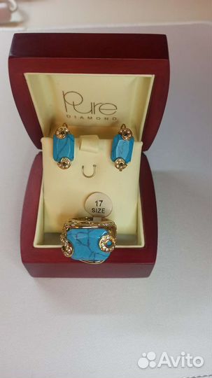 Комплект кольцо 17р и серьги (винтаж )