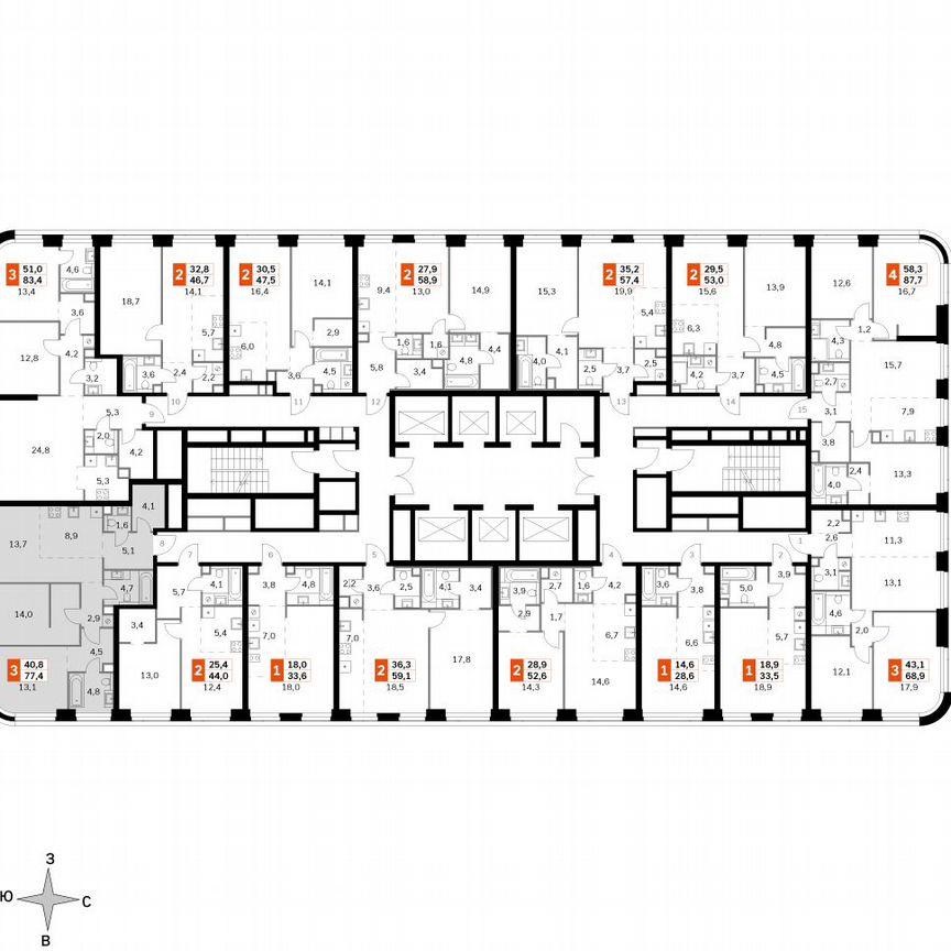 2-к. квартира, 77,4 м², 26/49 эт.