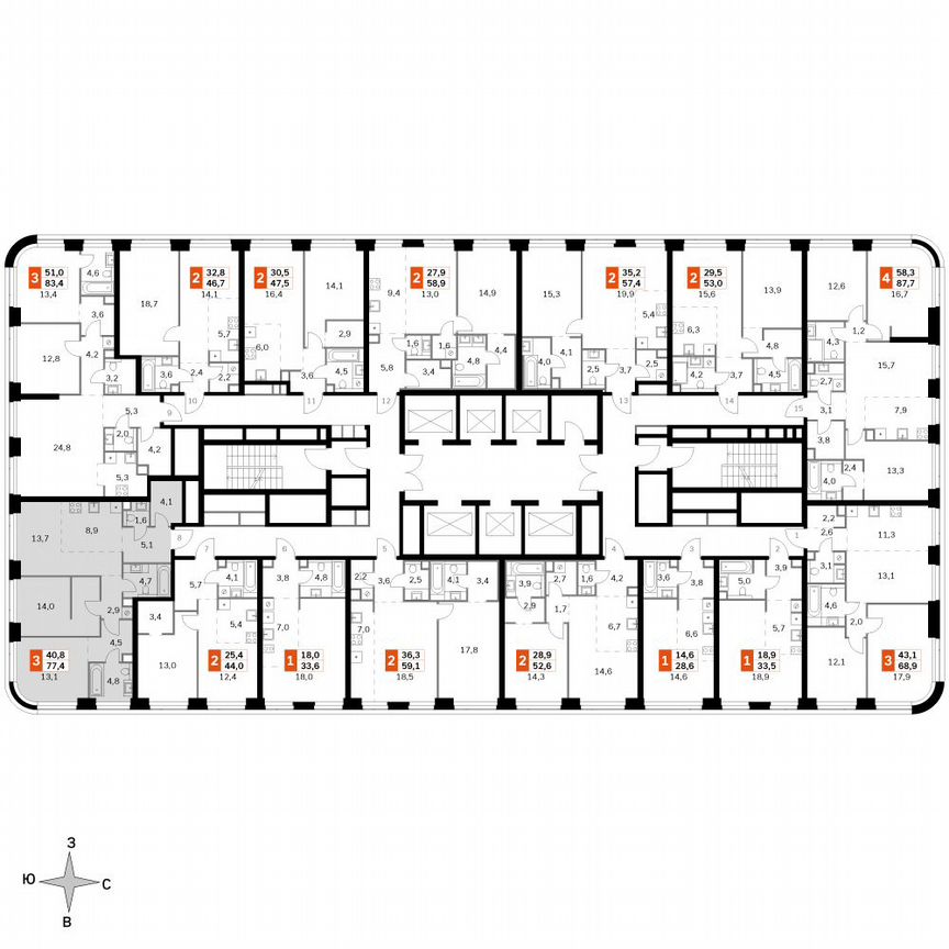 2-к. квартира, 77,4 м², 26/49 эт.