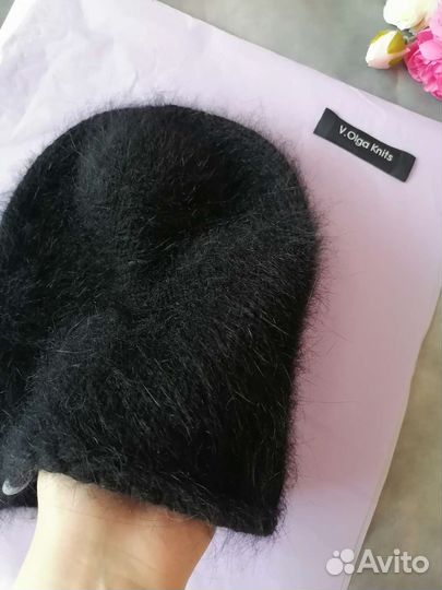 Шапка бини женская вязаная чёрная