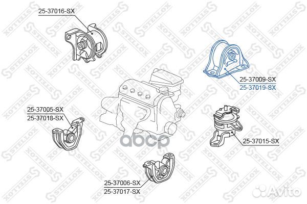 25-37019-SX подушка двс задняя Honda Civic all