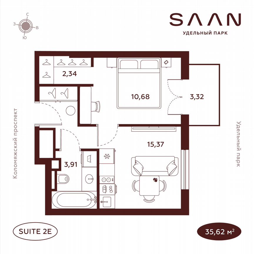 1-к. квартира, 35,6 м², 20/23 эт.