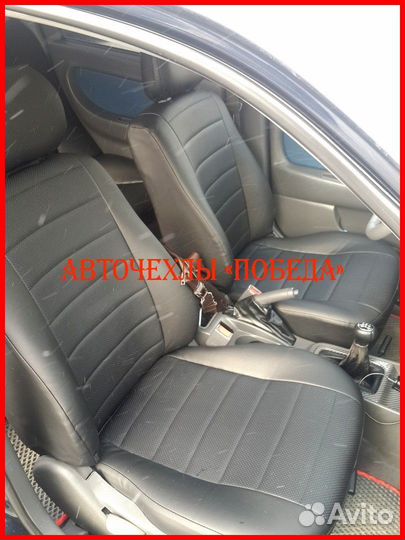 Чехлы Kia Spectra из экокожи чёрные Классика