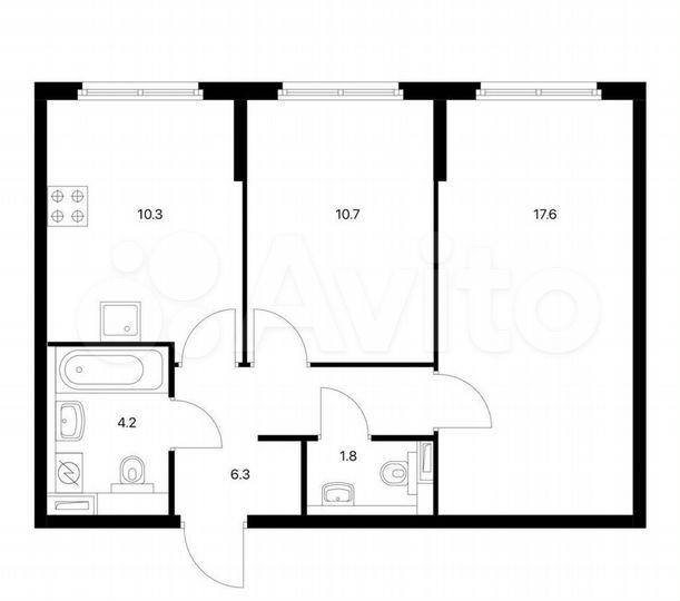 2-к. квартира, 50,9 м², 1/9 эт.