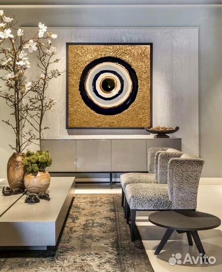 Картина большая на стену. Картина золотая поталь