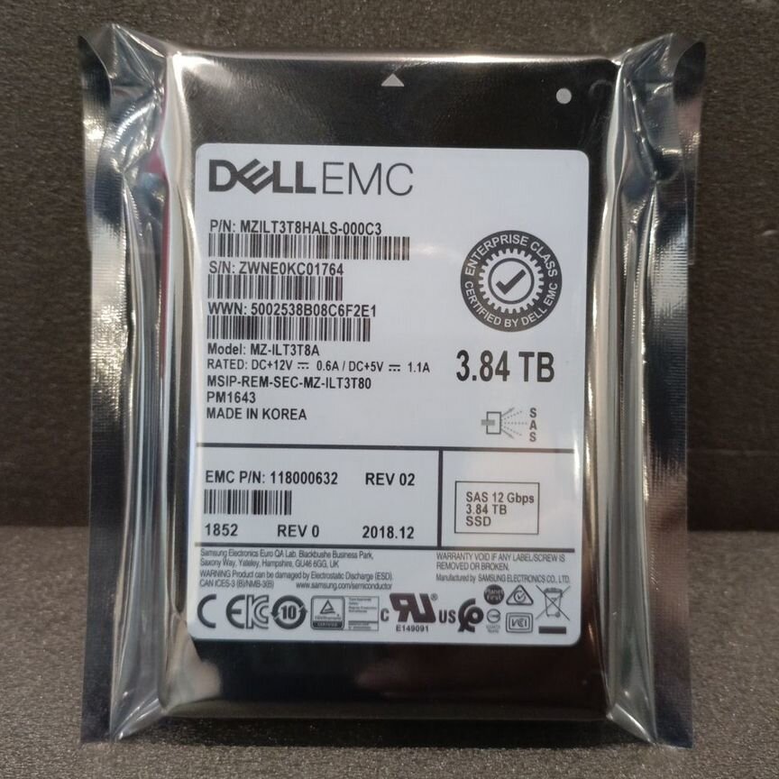 [PM1643] Ssd Dell Emc Mzilt3t8hals-000c3 3.84 Тб Pm1643