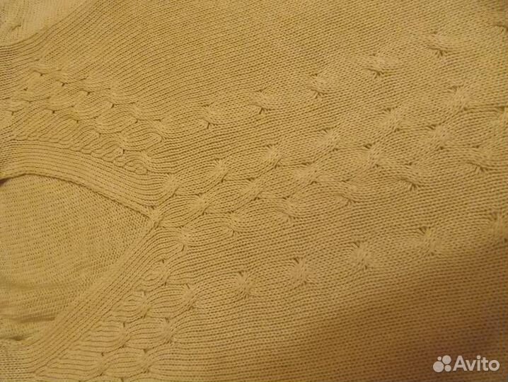 Хлопковый зеленый пуловер 46-48