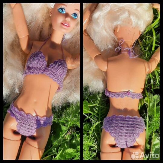 Вязаная одежда(купальник,юбки) для барби йоги,90х