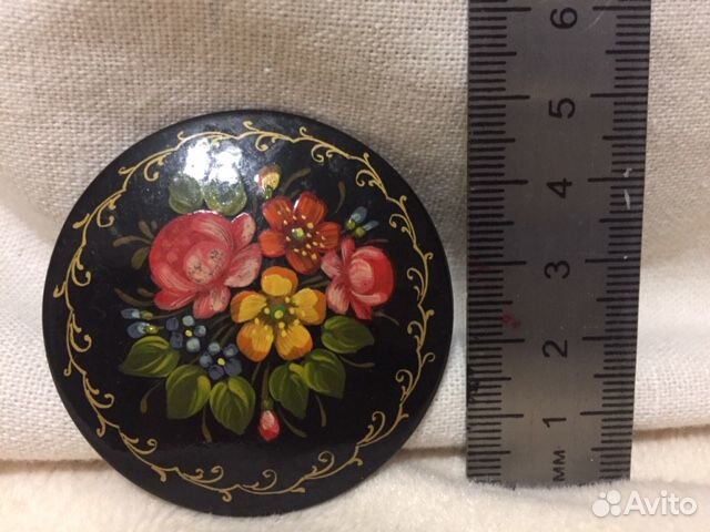 Брошь СССР в стиле Жостово