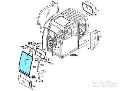 Стекло лобовое верхнее hyundai экскаваторы 9-й сер