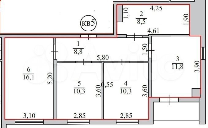 3-к. квартира, 65,8 м², 1/9 эт.