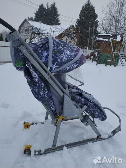 Детские санки-коляска с 2-мя колесами
