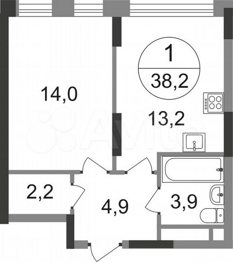 1-к. квартира, 38,2 м², 9/17 эт.