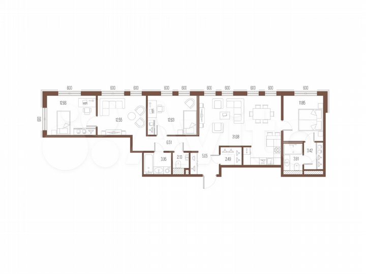 3-к. квартира, 108,8 м², 7/9 эт.