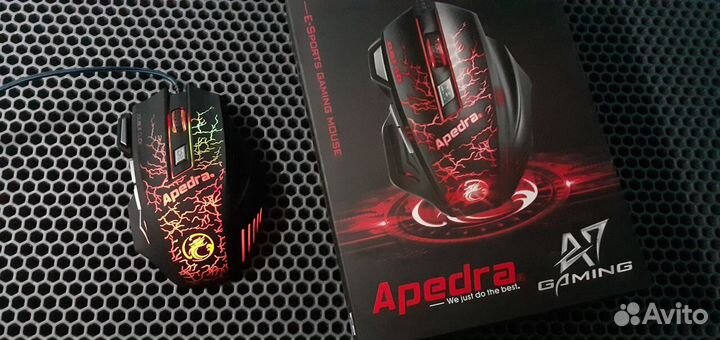 Игровая 3D мышь Apedra A7 Подсветка 7 кнопок Новая