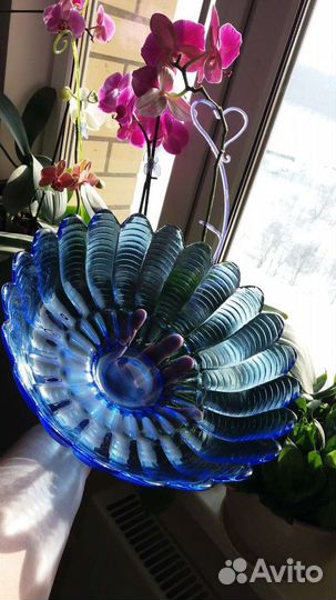 Ваза салатник цветное стекло