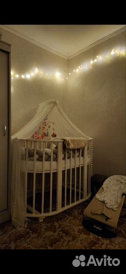 Кроватка трансформер, матрасы,бортики,балдахин