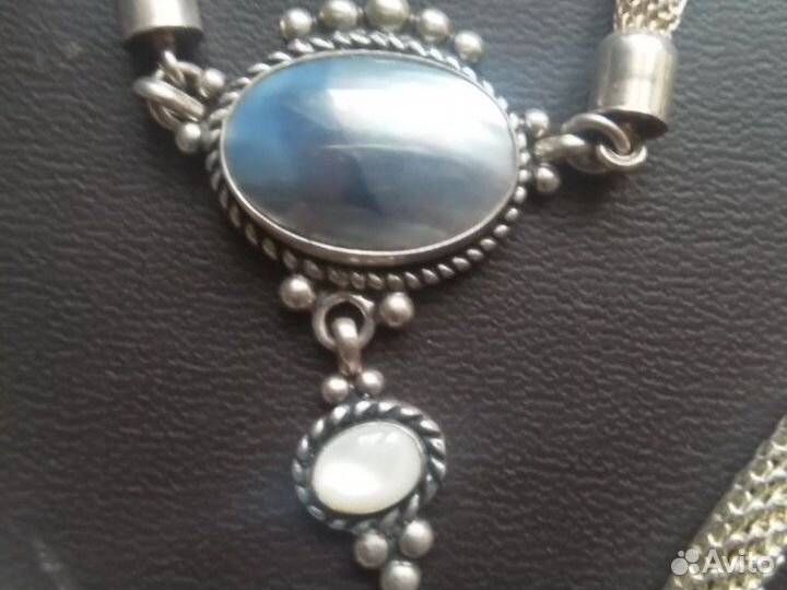 Комплект из серебра с перламутром