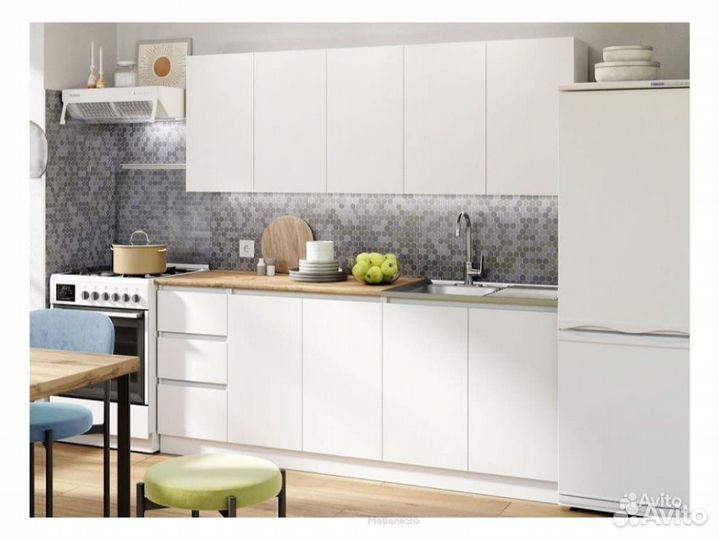 Кухня Мори 2000 мм белый