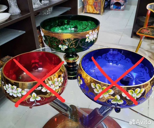 Ваза Зелёная Bohemia цветное стекло 1970-е