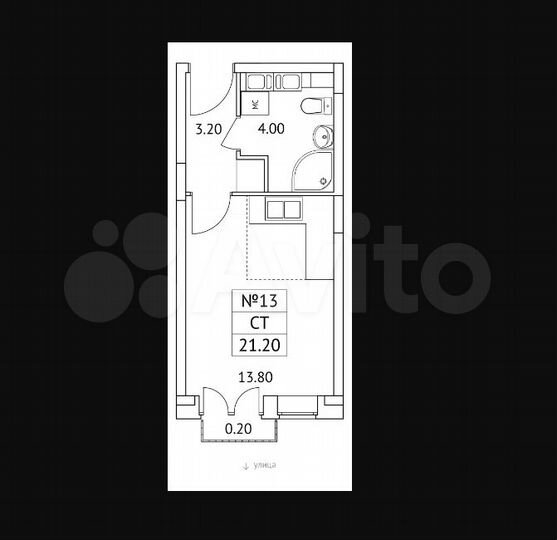 Квартира-студия, 21,3 м², 4/11 эт.