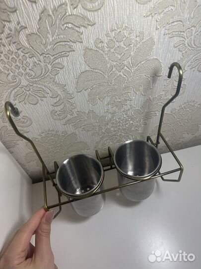 Навесные стаканы на рейлинг для столовых приборов