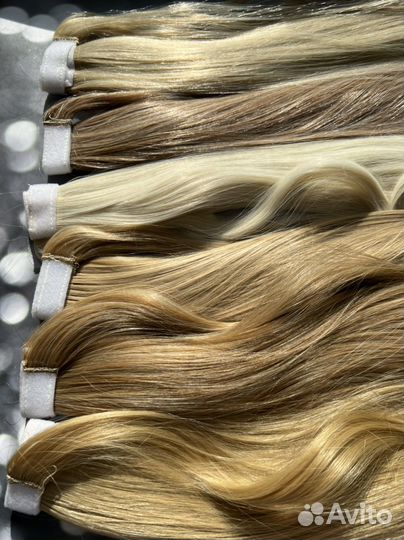 Волосы шиньон на липучке Блонд