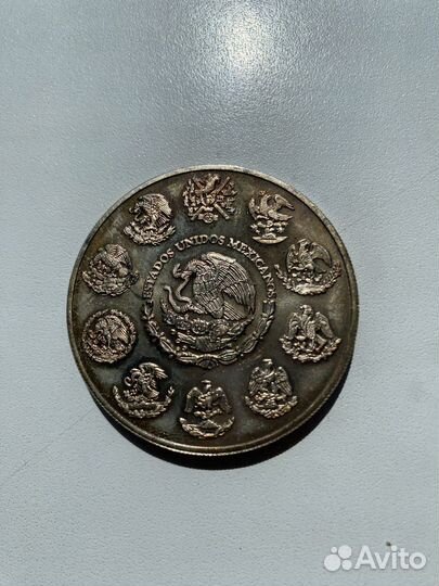 Монета серебро Мексика 2003, 2 унц