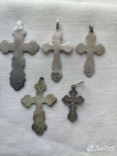 Крестики старинные серебро 84 проба - 5 шт
